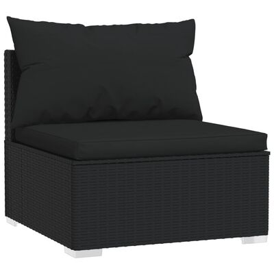 vidaXL Set de muebles de jardín 10 pzas cojines ratán sintético negro