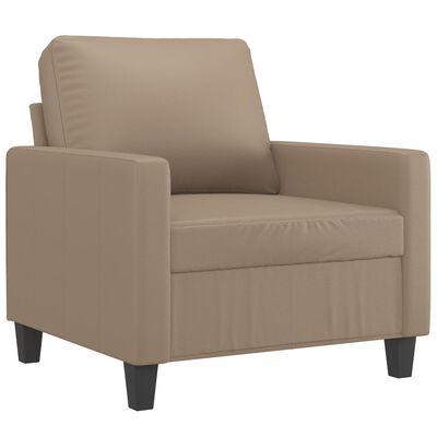 vidaXL Sillón con taburete cuero sintético color capuchino 60 cm