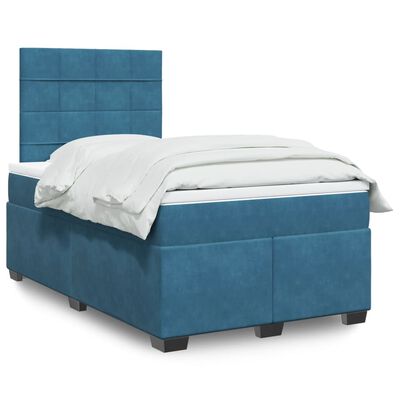 vidaXL Cama box spring con colchón terciopelo azul 120x190 cm