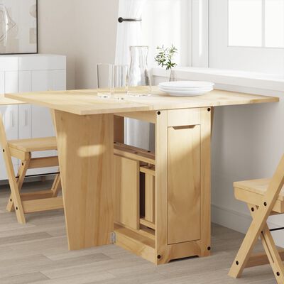 vidaXL Mesa de comedor plegable mariposa Corona madera pino marrón