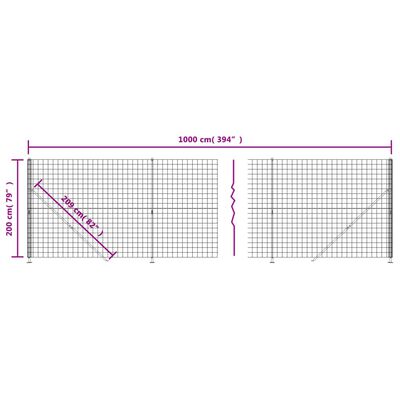 vidaXL Cerca de alambre con brida verde 2x10 m