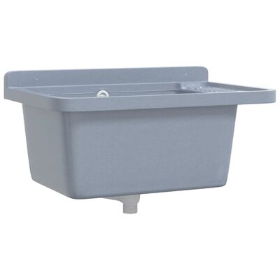 vidaXL Fregadero lavabo de pared resina gris 60x40x28 cm