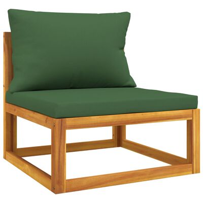 vidaXL Set de muebles de jardín 8 pzas madera maciza con cojines verde