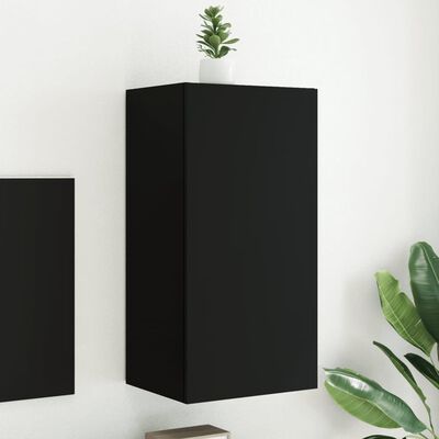 vidaXL Mueble de TV de pared con luces LED negro 40,5x35x80 cm