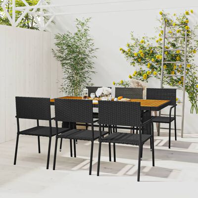 vidaXL Juego de comedor de jardín 7 piezas ratán sintético negro