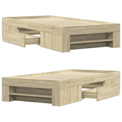 vidaXL Estructura de cama sin colchón madera roble Sonoma 75x190 cm