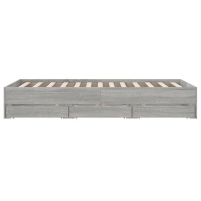 vidaXL Cama con cajones madera ingeniería gris Sonoma 120x190 cm