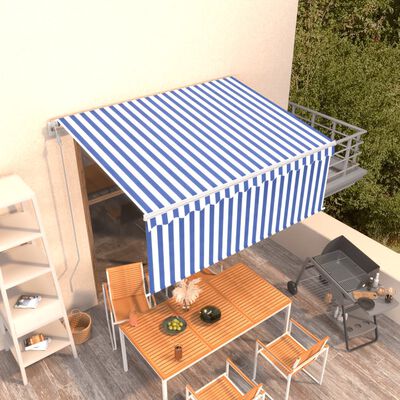 vidaXL Toldo automático retráctil con persiana azul y blanco 3x2,5m