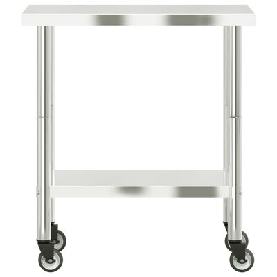 vidaXL Mesa de trabajo de cocina con ruedas acero inox 82,5x55x85 cm