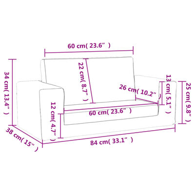 vidaXL Sofá cama de niños 2 plazas felpa suave gris claro