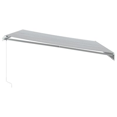 vidaXL Toldo retráctil manual gris antracita y blanco 450x300 cm