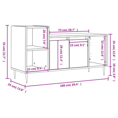 vidaXL Mueble de TV madera contrachapada gris Sonoma 100x35x55 cm