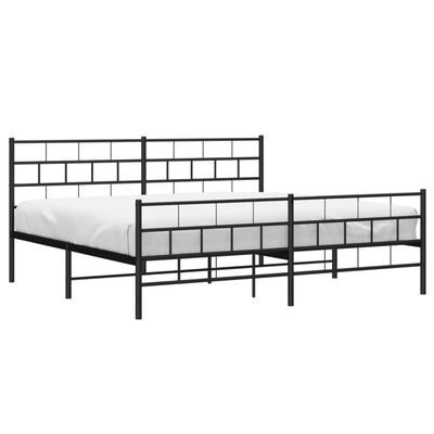 vidaXL Estructura cama sin colchón con estribo metal negro 183x213 cm