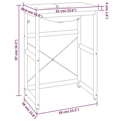 vidaXL Estructura de baño con lavabo incorporado hierro negro