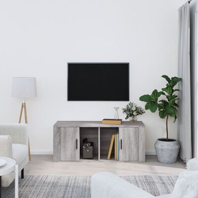 vidaXL Mueble de TV madera contrachapada gris Sonoma 100x35x40 cm