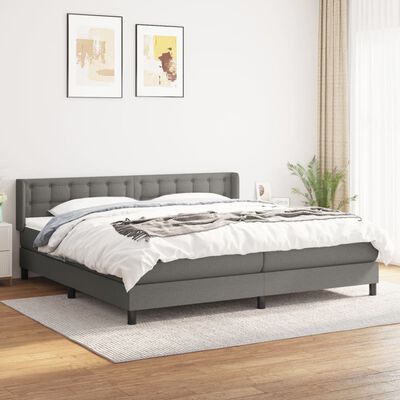 vidaXL Cama box spring con colchón tela gris oscuro 200x200 cm