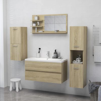 vidaXL Espejo de baño madera contrachapada roble Sonoma 90x10,5x45 cm