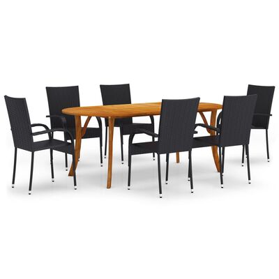 vidaXL Juego de comedor para jardín 7 piezas negro