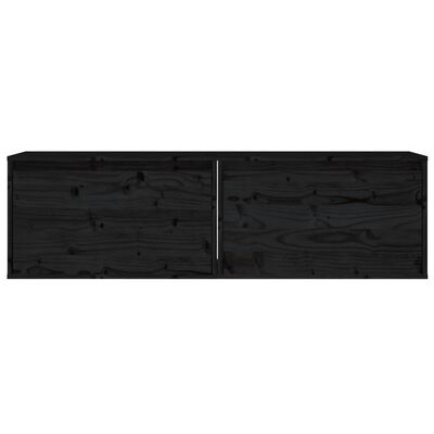 vidaXL Armarios de pared 2 uds madera maciza pino negro 60x30x35 cm