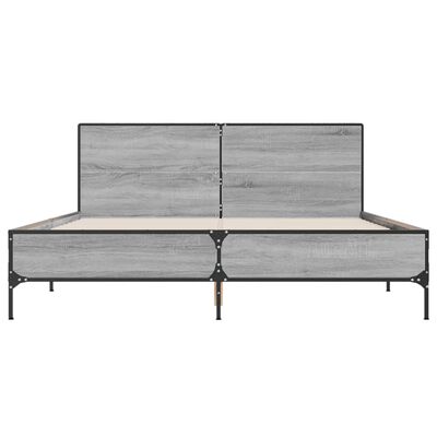 vidaXL Estructura cama madera ingeniería metal gris Sonoma 160x200 cm