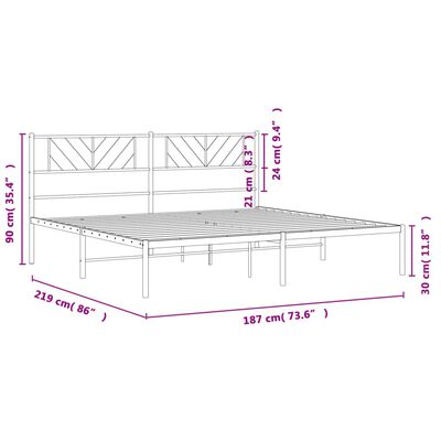 vidaXL Estructura cama sin colchón con cabecero metal blanco 183x213cm