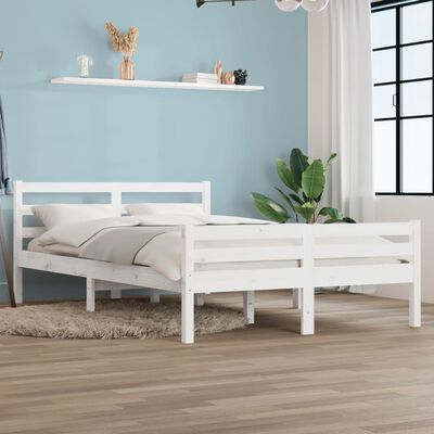 vidaXL Estructura de cama de madera maciza blanca 140x190 cm