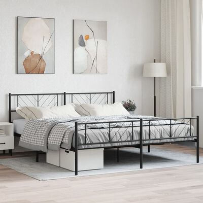 vidaXL Estructura cama sin colchón con estribo metal negro 193x203 cm