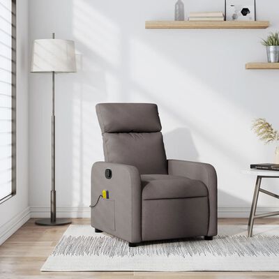 vidaXL Sillón de masaje reclinable de tela gris taupé