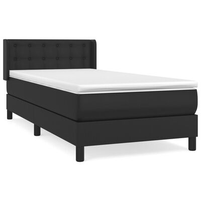 vidaXL Cama box spring con colchón cuero sintético negro 100x200 cm