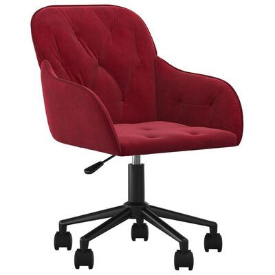 vidaXL Silla de oficina giratoria de terciopelo rojo tinto