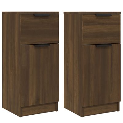 vidaXL Aparadores 2 uds madera contrachapada marrón roble 30x30x70 cm