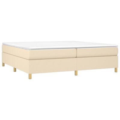 vidaXL Cama box spring con colchón tela color crema 200x200 cm