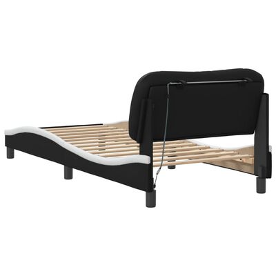 vidaXL Estructura cama con LED cuero sintético negro blanco 90x190 cm