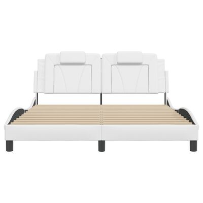 vidaXL Estructura de cama sin colchón cuero sintético blanco 160x200cm