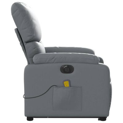 vidaXL Sillón de masaje elevable eléctrico cuero sintético gris