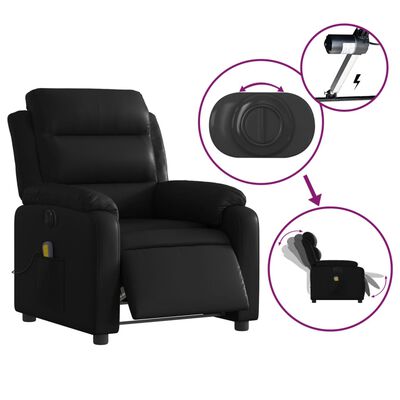 vidaXL Sillón de masaje reclinable eléctrico cuero sintético negro