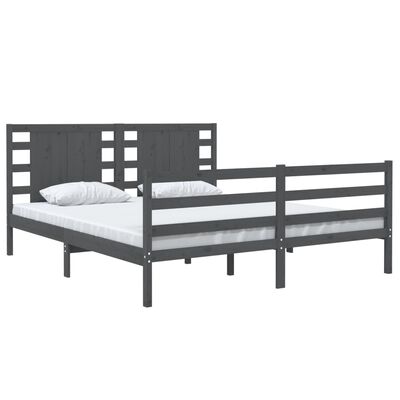 vidaXL Estructura de cama de madera maciza de pino gris 140x190 cm