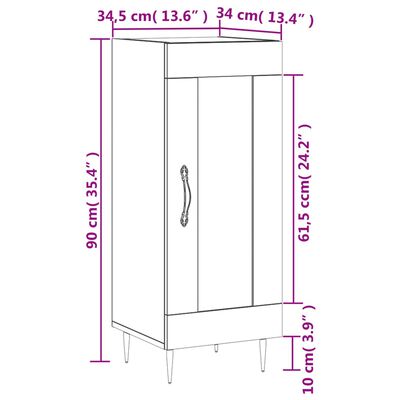 vidaXL Aparador madera de ingeniería marrón roble 34,5x34x90 cm