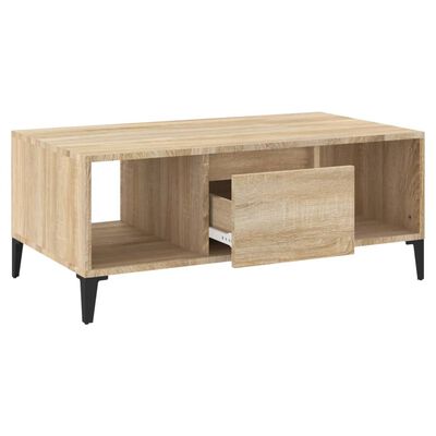 vidaXL Mesa de centro madera contrachapada roble Sonoma 90x50x36,5 cm