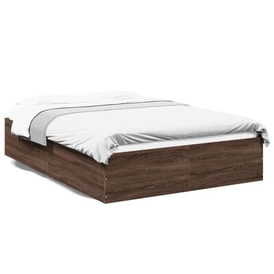 vidaXL Estructura de cama madera de ingeniería marrón roble 135x190 cm