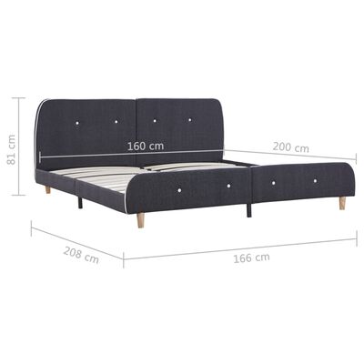 vidaXL Estructura de cama sin colchón tela gris oscuro 160x200 cm