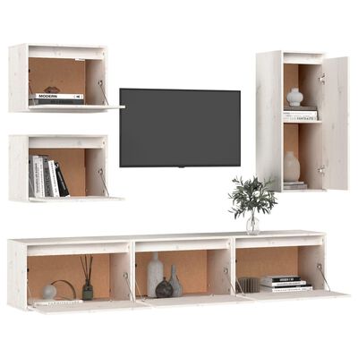 vidaXL Muebles para TV 6 piezas madera maciza de pino blanco