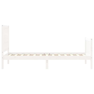 vidaXL Estructura de cama con cabecero madera maciza blanco