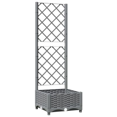 vidaXL Jardinera con enrejado PP gris claro 40x40x121,5 cm