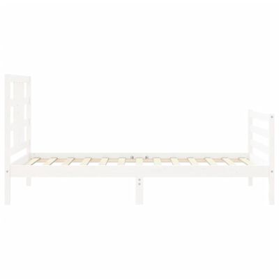 vidaXL Estructura de cama con cabecero madera maciza blanco 90x200 cm