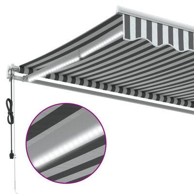 vidaXL Toldo retráctil automático luz LED antracita blanco 600x350 cm