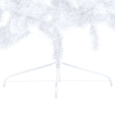 vidaXL Medio árbol de Navidad con luces y bolas blanco 150 cm