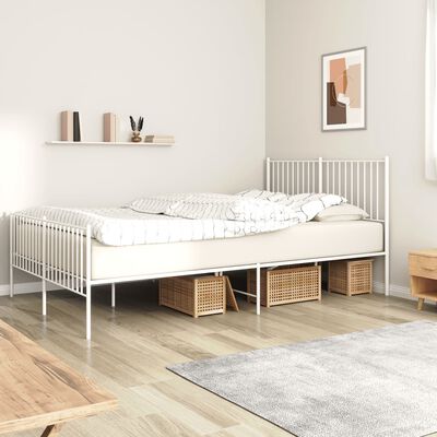 vidaXL Estructura cama sin colchón con estribo metal blanco 150x200 cm