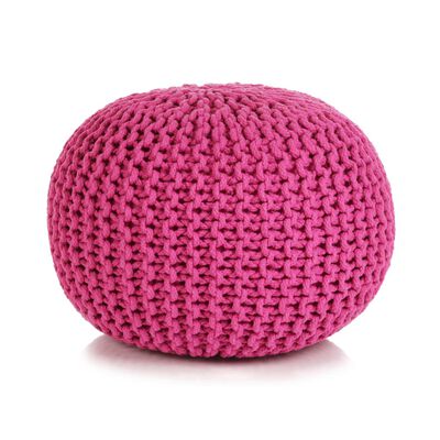 vidaXL Puf tejido a mano 50x35 cm algodón rosa