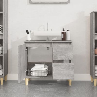 vidaXL Armario de baño madera contrachapada gris Sonoma 65x33x60 cm